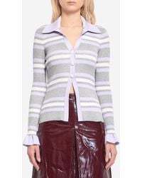Self-Portrait - Striped Knit Top - Lyst