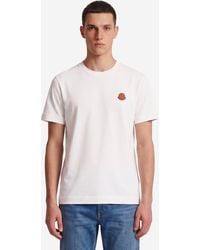 Moncler - Cotton Tshirt With Leather Logo - Lyst