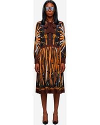 Gucci - Printed Silk Chemisier Dress - Lyst