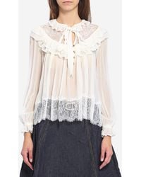 Self-Portrait - Georgette Lace Blouse - Lyst