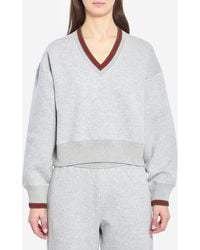 Gucci - Web Cotton Jersey Sweatshirt - Lyst