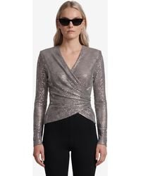 Self-Portrait - Rhinestone Mesh Wrap Top - Lyst