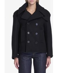 Saint Laurent - Double-Breasted Wool Pea Coat - Lyst