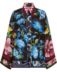 Dolce & Gabbana - Camicia over in seta stampa fiori - Lyst