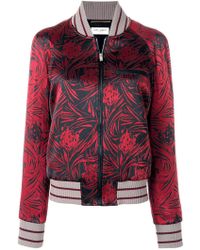 Saint Laurent Giacca a fiori con zip - Rosso