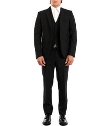 Tagliatore Three-piece Suit In Black Woo