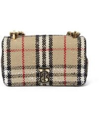 Burberry Mini Vintage Check BouclÃ© Lola Bag in Natural | Lyst UK