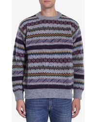 Howlin' - Brushed Multicolor Patterned Wool Crewneck Sweater - Lyst