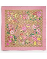 Gucci - Gg Print Silk Twill Square Scarf - Lyst
