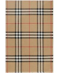 Burberry - Check Wool And Silk Scarf - Lyst