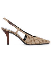 Gucci GG Slingback Court Shoes - Natural