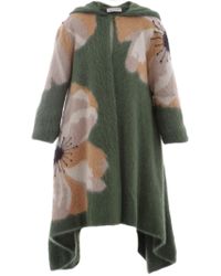 Valentino Motif Printed Waterfall Coat - Green