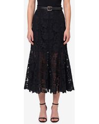 Self-Portrait - A-Line Lace Midi Skirt - Lyst