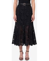 Self-Portrait - A-Line Lace Midi Skirt - Lyst
