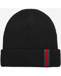 Gucci - Wool Beanie With Web Detail - Lyst