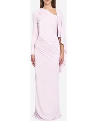 Self-Portrait - Jersey Drape Midi Dress - Lyst