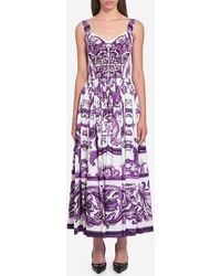 Dolce & Gabbana - Long Poplin Dress With Majolica Print - Lyst