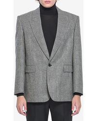 Saint Laurent - Prince De Galles Wool Flannel Blazer - Lyst