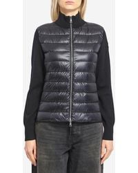 Moncler - Padded Wool Cardigan With Zip - Lyst