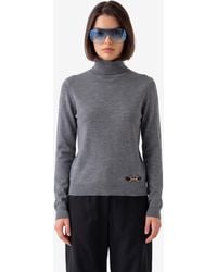 Gucci - Fine Ribbed Wool Top With Horsebit - Lyst