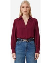 SUTTON NEW YORK - Burgundy Double Georgette Blouse - Lyst