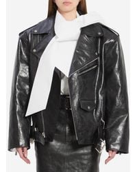 Saint Laurent - Hammered Leather Biker Jacket - Lyst