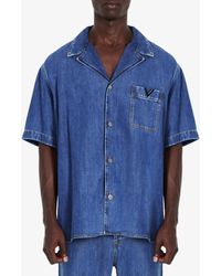 Valentino Garavani - Camicia Con V Detail Metallica - Lyst