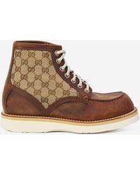 Gucci - Lace Up Ankle Boots Gg - Lyst
