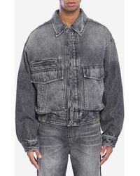 Versace - Stonewash Denim Bomber Jacket - Lyst