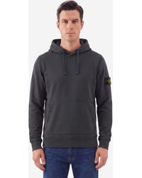 Stone Island - Lead Brushed Cotton Hoodie - Lyst
