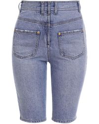 Mujer Ropa de Shorts de Shorts vaqueros Pantalones cortos de talle alto con cinturón Balmain de Denim de color Azul 