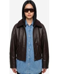 IVY & OAK - Dark Leather Iolaila Lane Bomber Jacket - Lyst