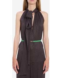 Gucci - Silk Jacquard Top With Horsebit - Lyst
