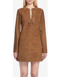 Gucci - Gg Suede Mini Dress - Lyst