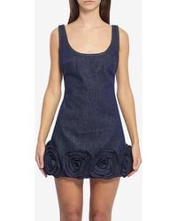 Self-Portrait - Denim 3D Flower Mni Dress - Lyst
