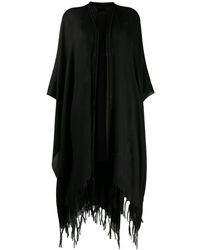 Saint Laurent Fringed Poncho - Black