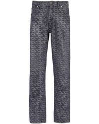 Balmain - Jacquard Monogram Jeans - Lyst