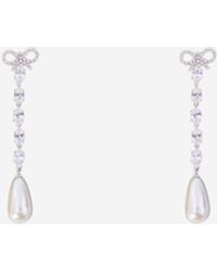 Self-Portrait - Bow Pearl Droplet Earrings - Lyst