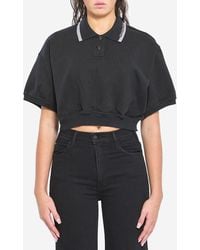 Alexander Wang - Cropped Cotton Polo Shirt - Lyst