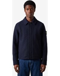 Stone Island - Felted Rws Wool Cardigan - Lyst