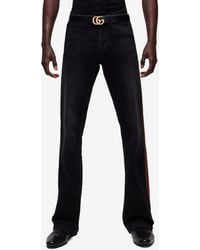Gucci - Cotton Denim Trousers With Web - Lyst