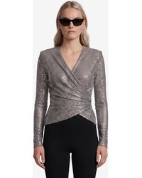 Self-Portrait - Rhinestone Mesh Wrap Top - Lyst