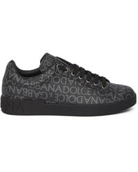 Dolce & Gabbana - Black & Grey Coated Jacquard Portofino Sneakers - Lyst