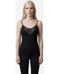 Saint Laurent - Ribbed Silk Guipure Tank Top - Lyst