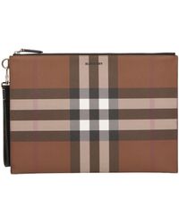 Burberry Large Check Pouch - Brown