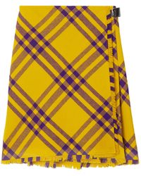 Burberry - Embroidered Wool Skirt - Lyst