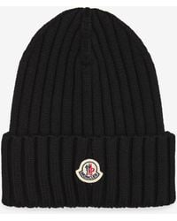 Moncler - Logo Patch Wool Beanie - Lyst