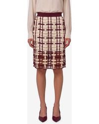 SUTTON NEW YORK - Burgundy Mesh Midi Skirt - Lyst