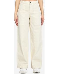 Moncler - Cotton Pants With Leather Logo - Lyst