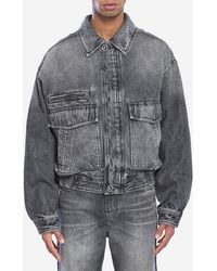 Versace - Stonewash Denim Bomber Jacket - Lyst